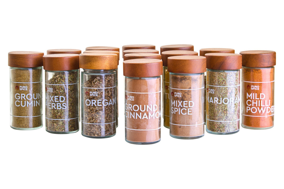 Puro Acacia Wood Revolving Spice Rack with 16 Jars