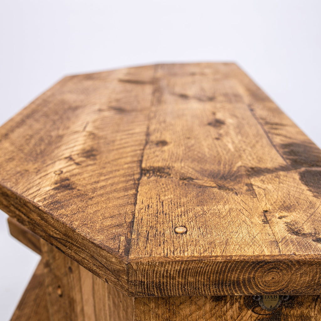Corner TV Units - Wooden plant stand with black steel legs