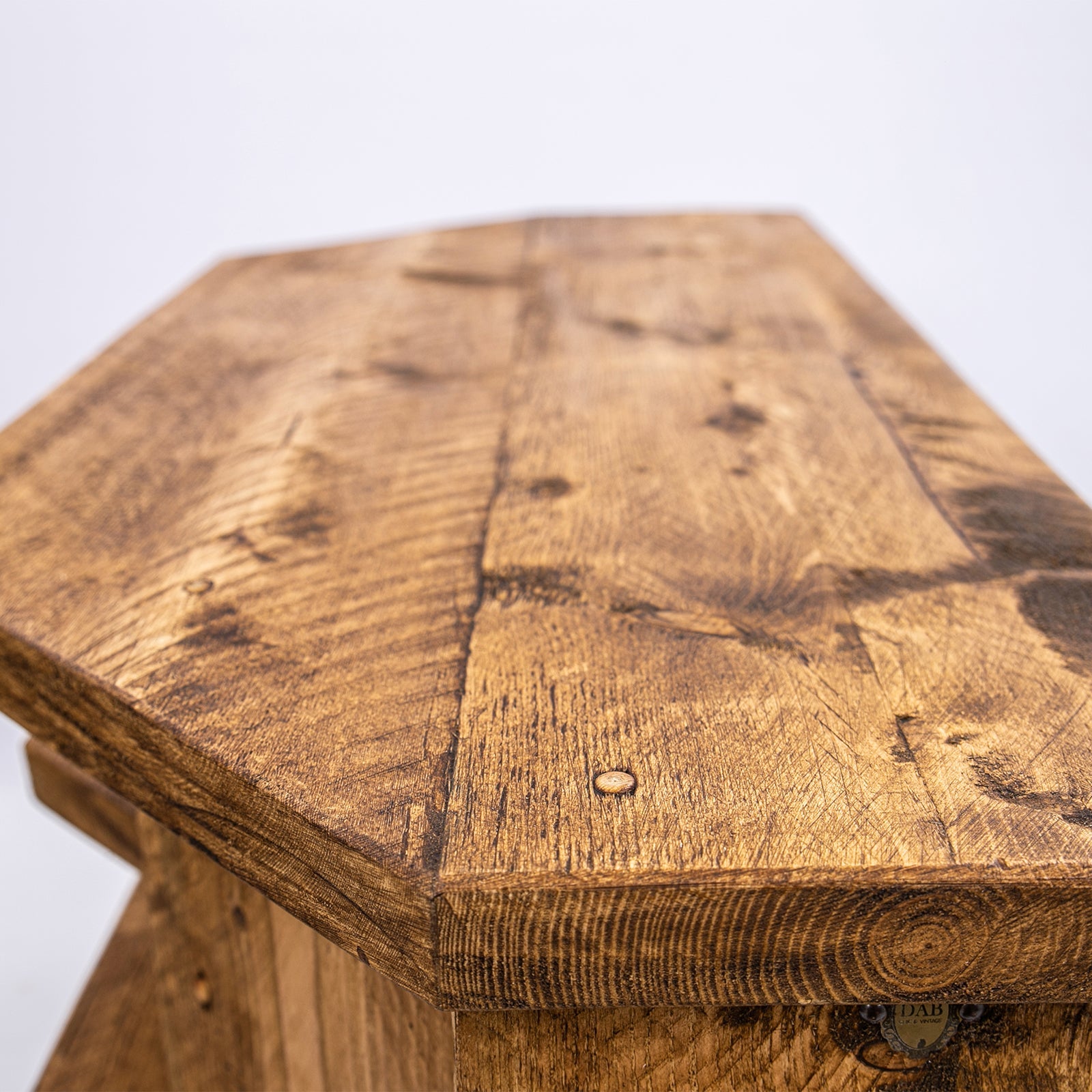 Corner TV Units - Wooden plant stand with black steel legs