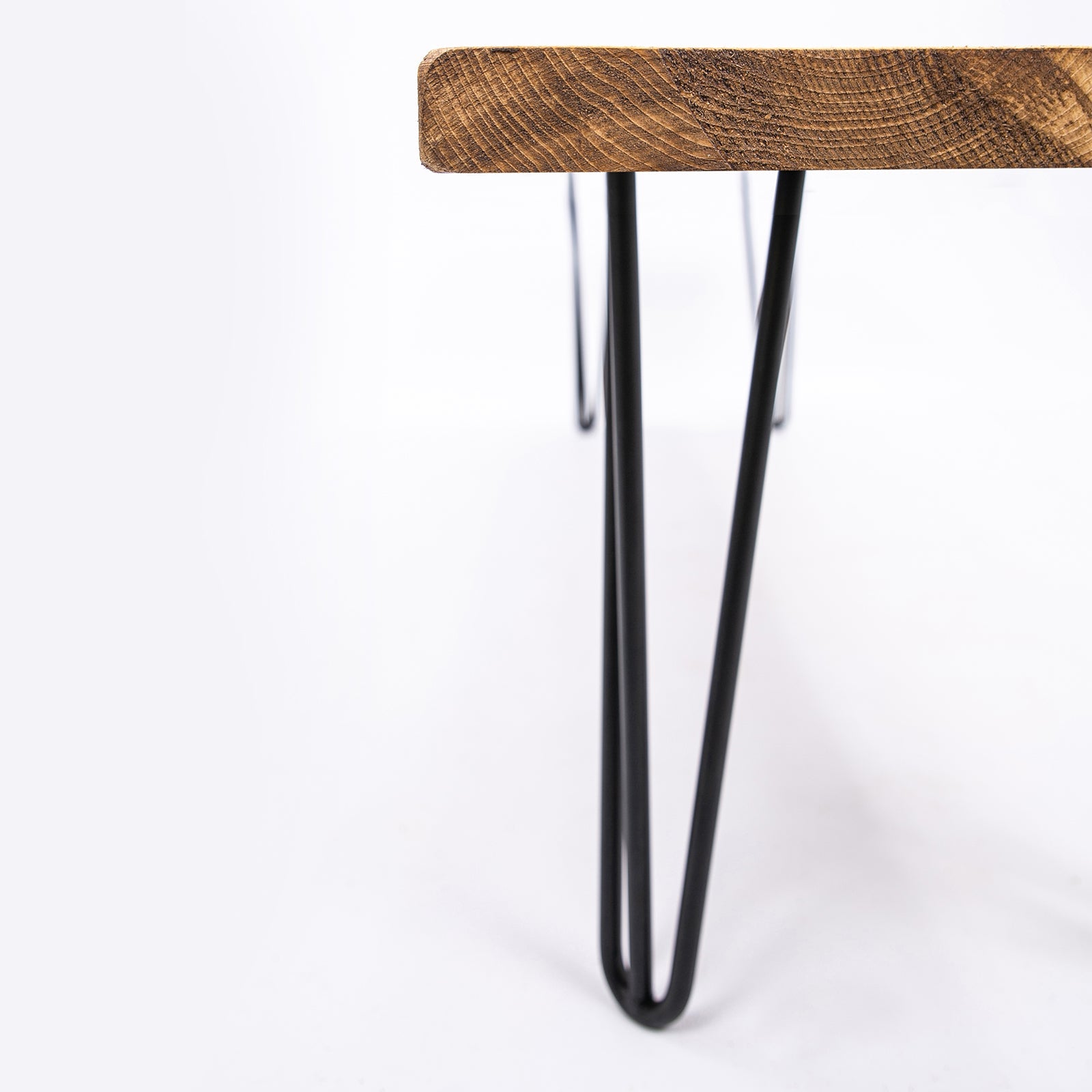 Bespoke Solid Wooden Bench - Industrial Steel Hairpin Leg & Rustic Seating