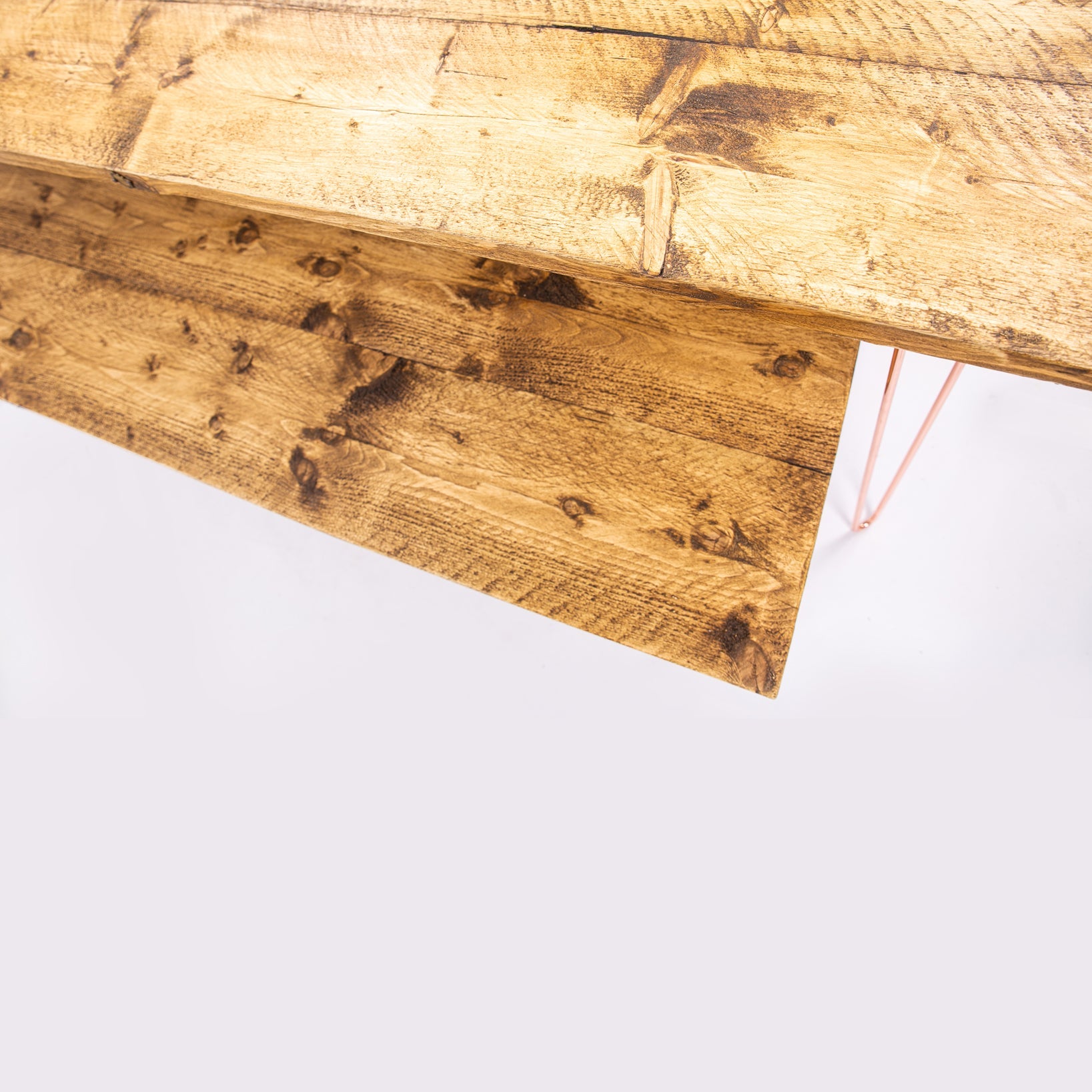 4-8 Seater dining Table Set - Rose Gold Steel Legs & Benches