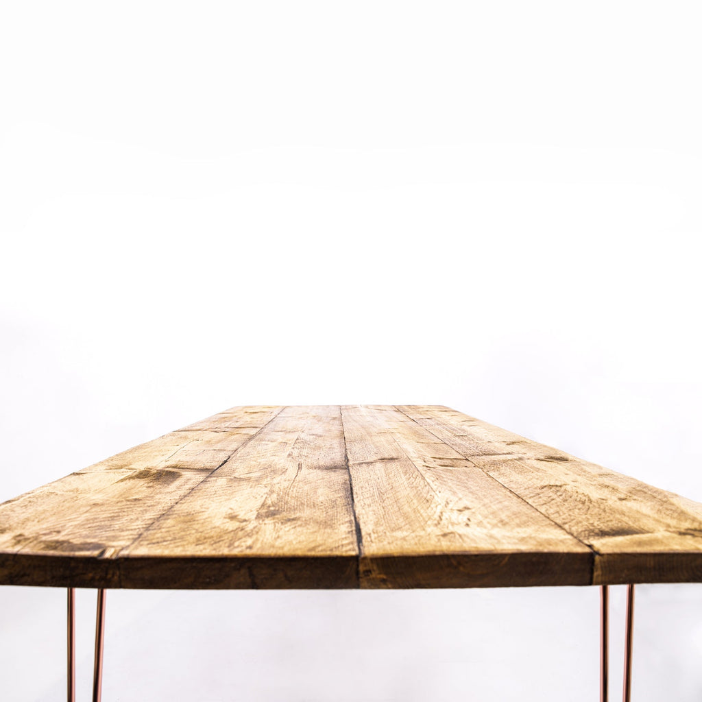 4-8 Seater dining Table Set - Rose Gold Steel Legs & Benches