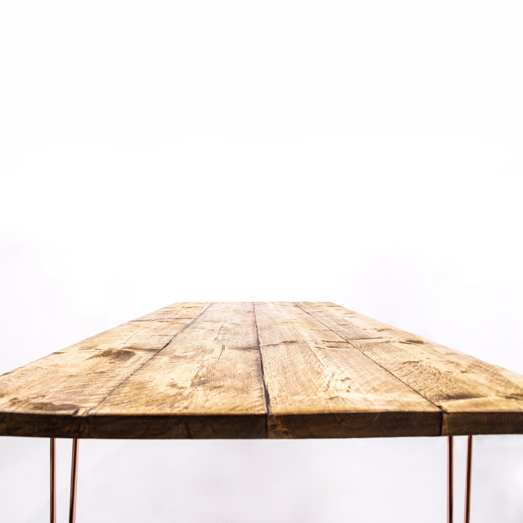 4-8 Seater dining Table Set - Rose Gold Steel Legs & Benches