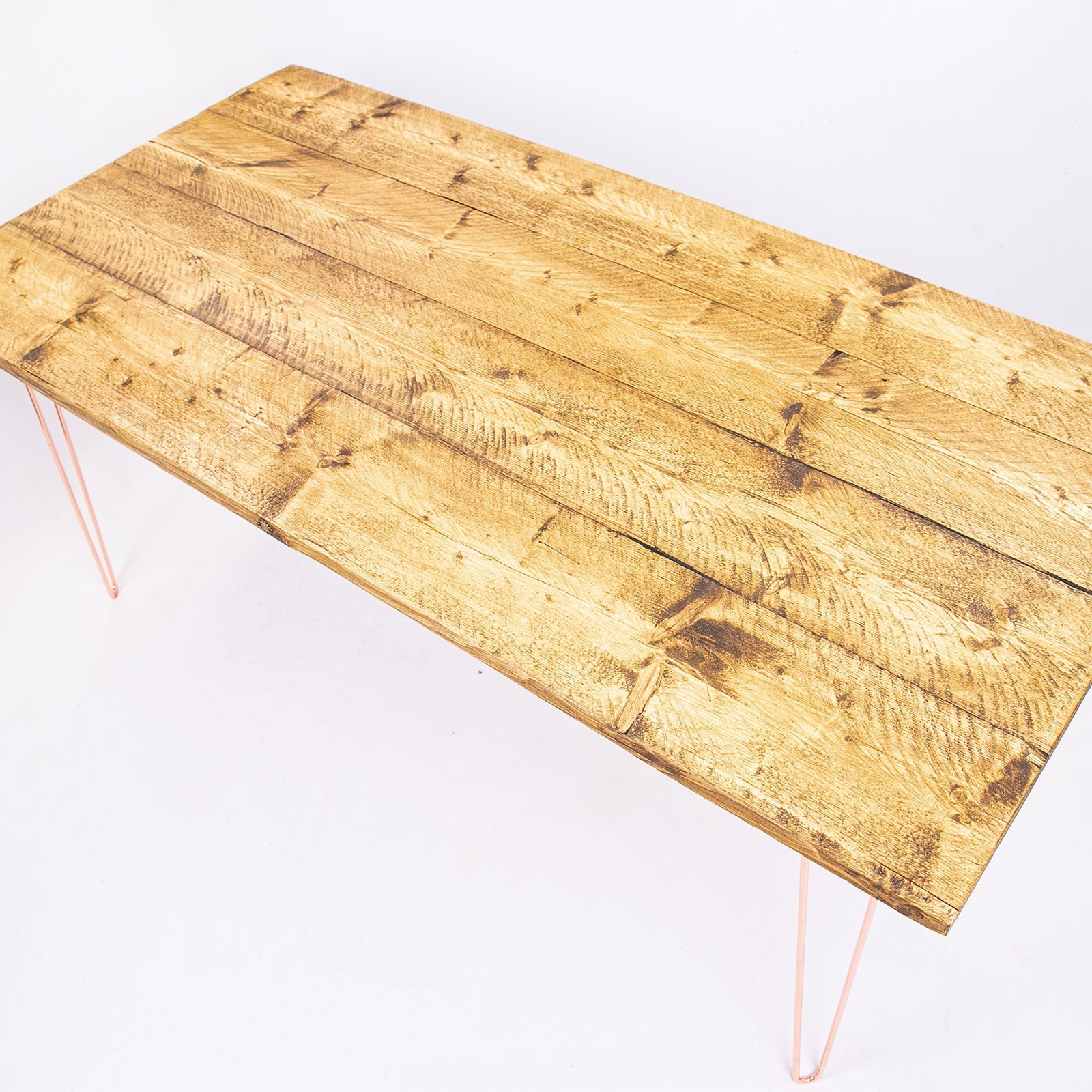 4-8 Seater dining Table Set - Rose Gold Steel Legs & Benches