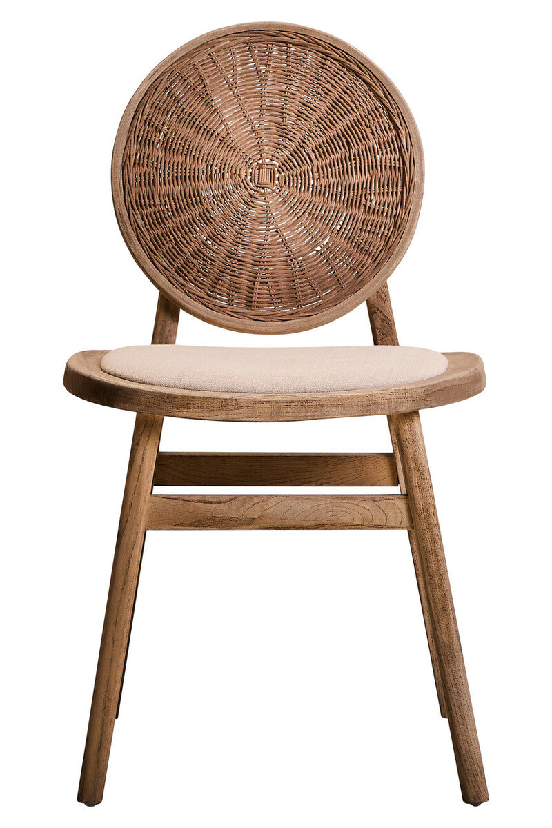 Cebu Beige Fabric and White Wash Elm Wood Dining Chair