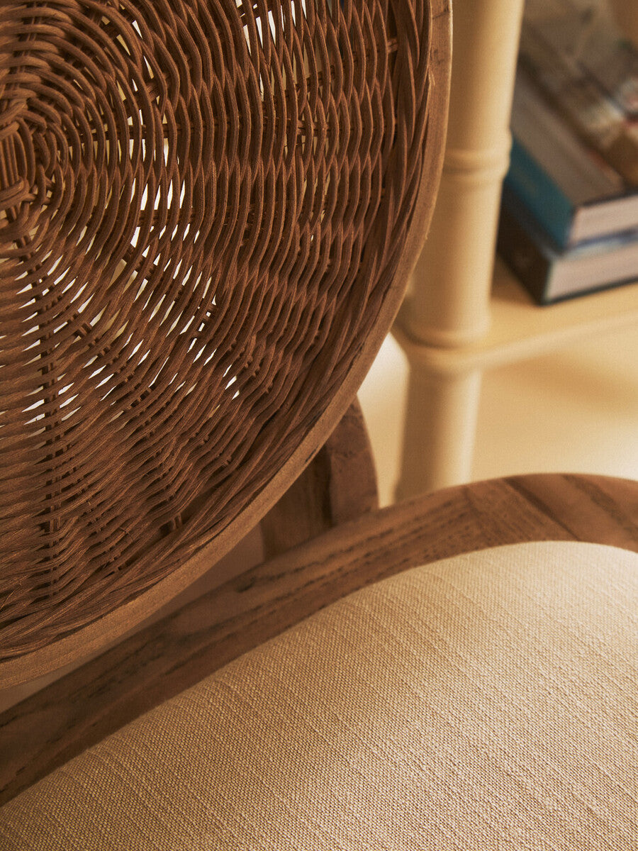 Cebu Beige Fabric and White Wash Elm Wood Dining Chair