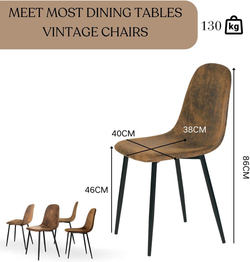 Homy Casa Set of 4 Dining Chairs Soft Chairs and Backrest Kitchen with Solid Metal Legs for Living Room Lounge Home Brown