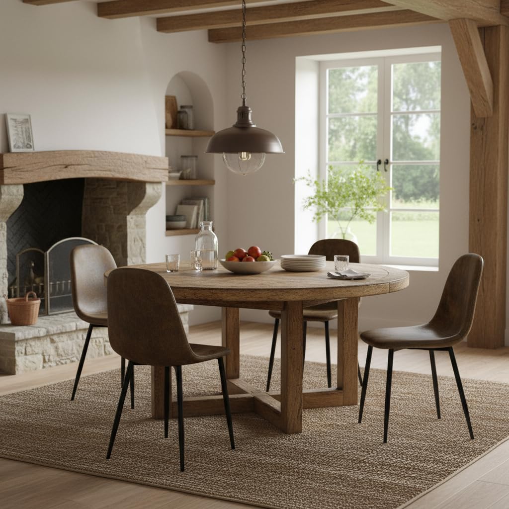 Homy Casa Set of 4 Dining Chairs Soft Chairs and Backrest Kitchen with Solid Metal Legs for Living Room Lounge Home Brown