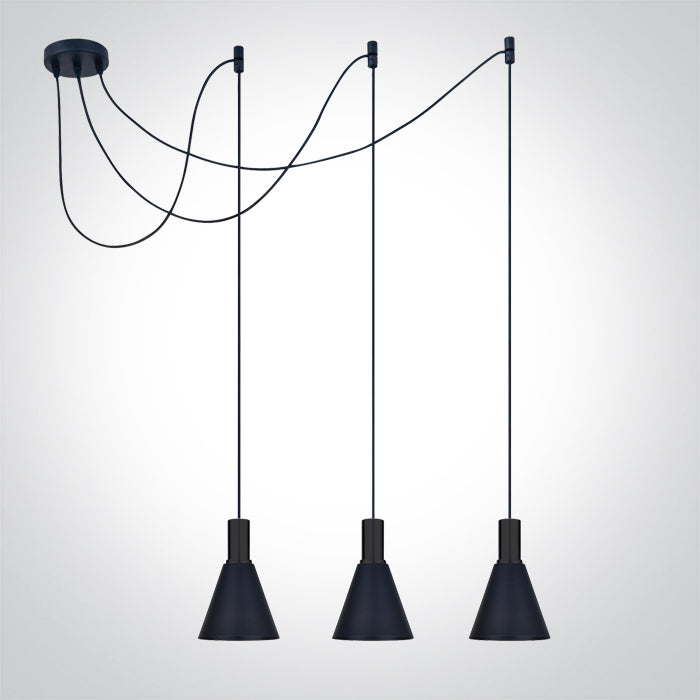 E27 Round Pendants - 63122B - 3x10W E27 pendant.