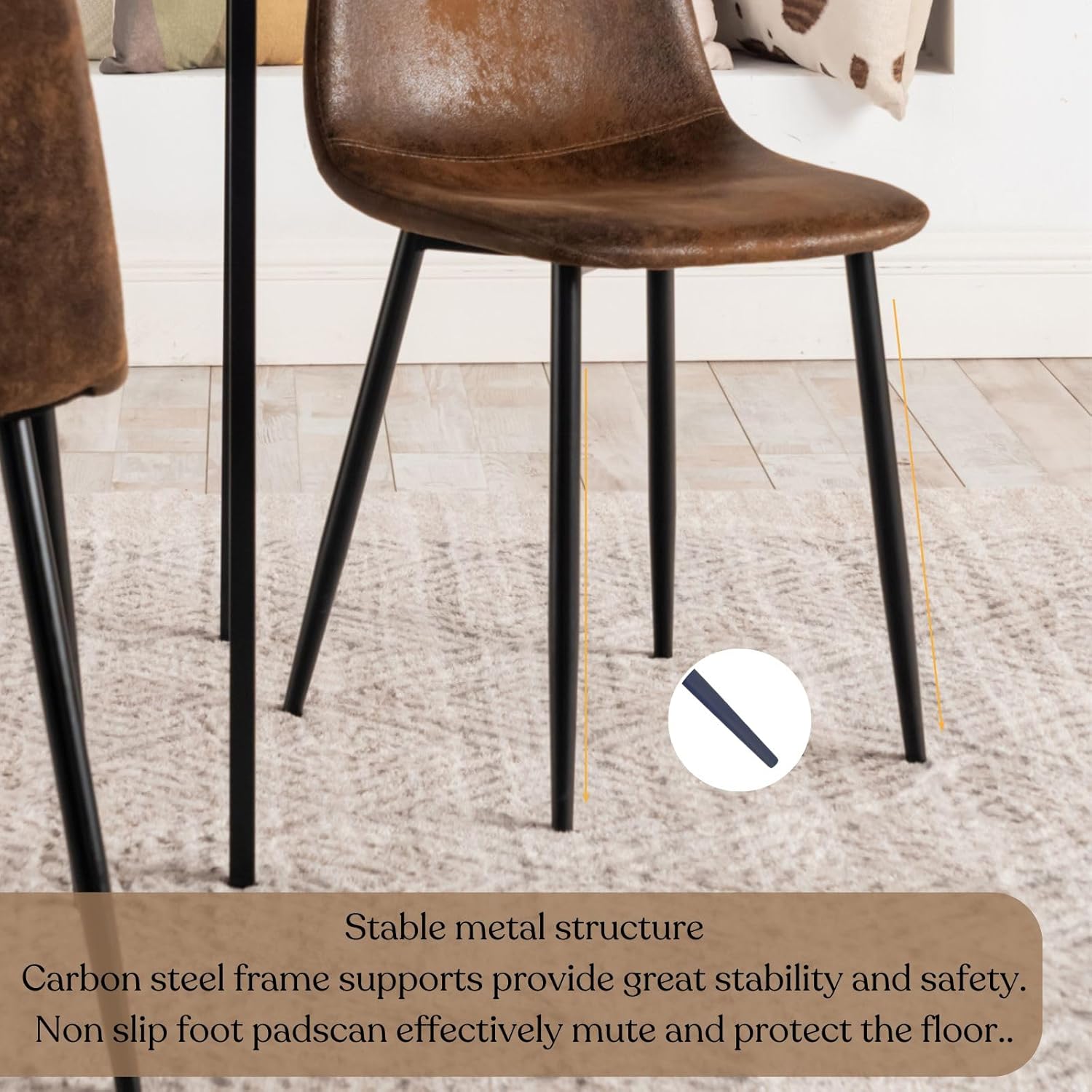 Homy Casa Set of 4 Dining Chairs Soft Chairs and Backrest Kitchen with Solid Metal Legs for Living Room Lounge Home Brown