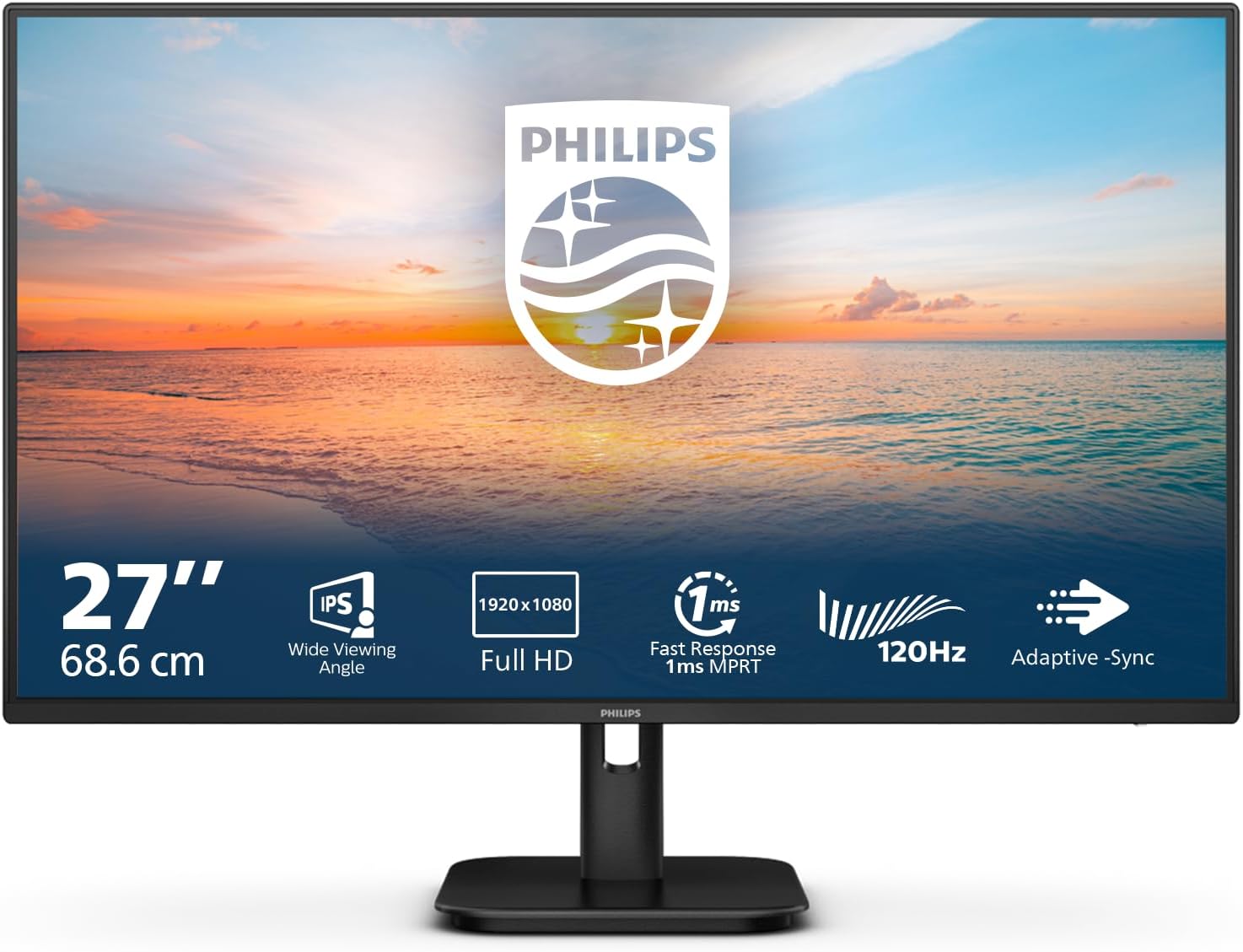 Philips 27E1N1100A - 27 Inch FHD Monitor, 100Hz, IPS, 4ms, Speakers, LowBlue mode, FlickerFree (1920 x 1080, 250 cd/m², VGA/HDMI 1.4)