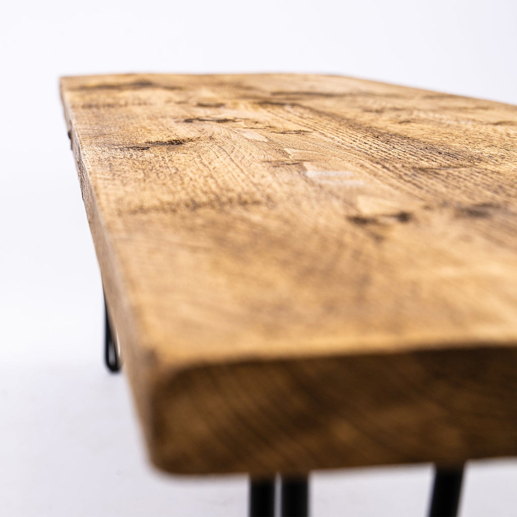 Bespoke Solid Wooden Bench - Industrial Steel Hairpin Leg & Rustic Seating