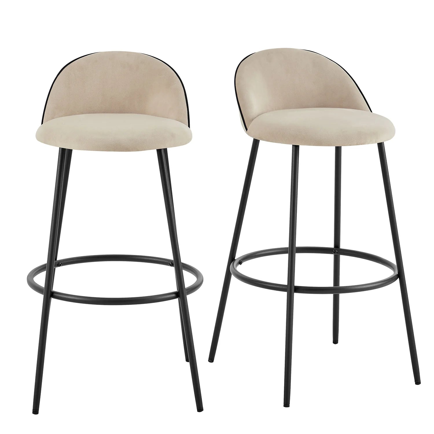 Champagne Velvet Upholstered Bar Stools