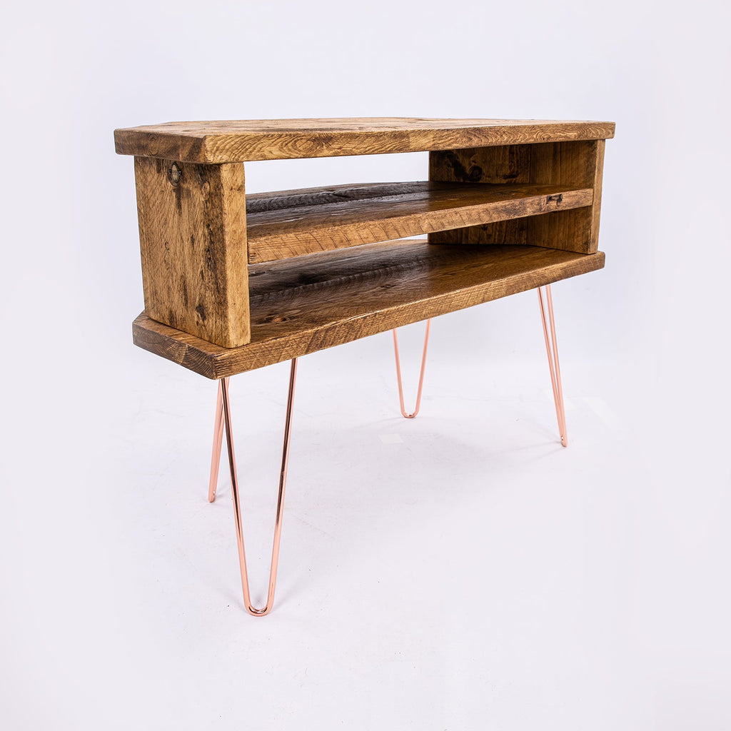 Corner TV & Display Stand - Handmade Bespoke Wooden Unit