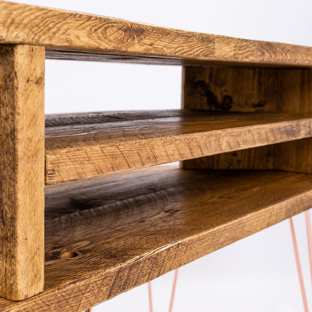 Corner TV & Display Stand - Handmade Bespoke Wooden Unit