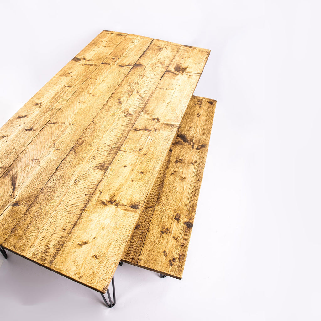 Dining Tables with Black Steel Legs - Industrial Wooden Table