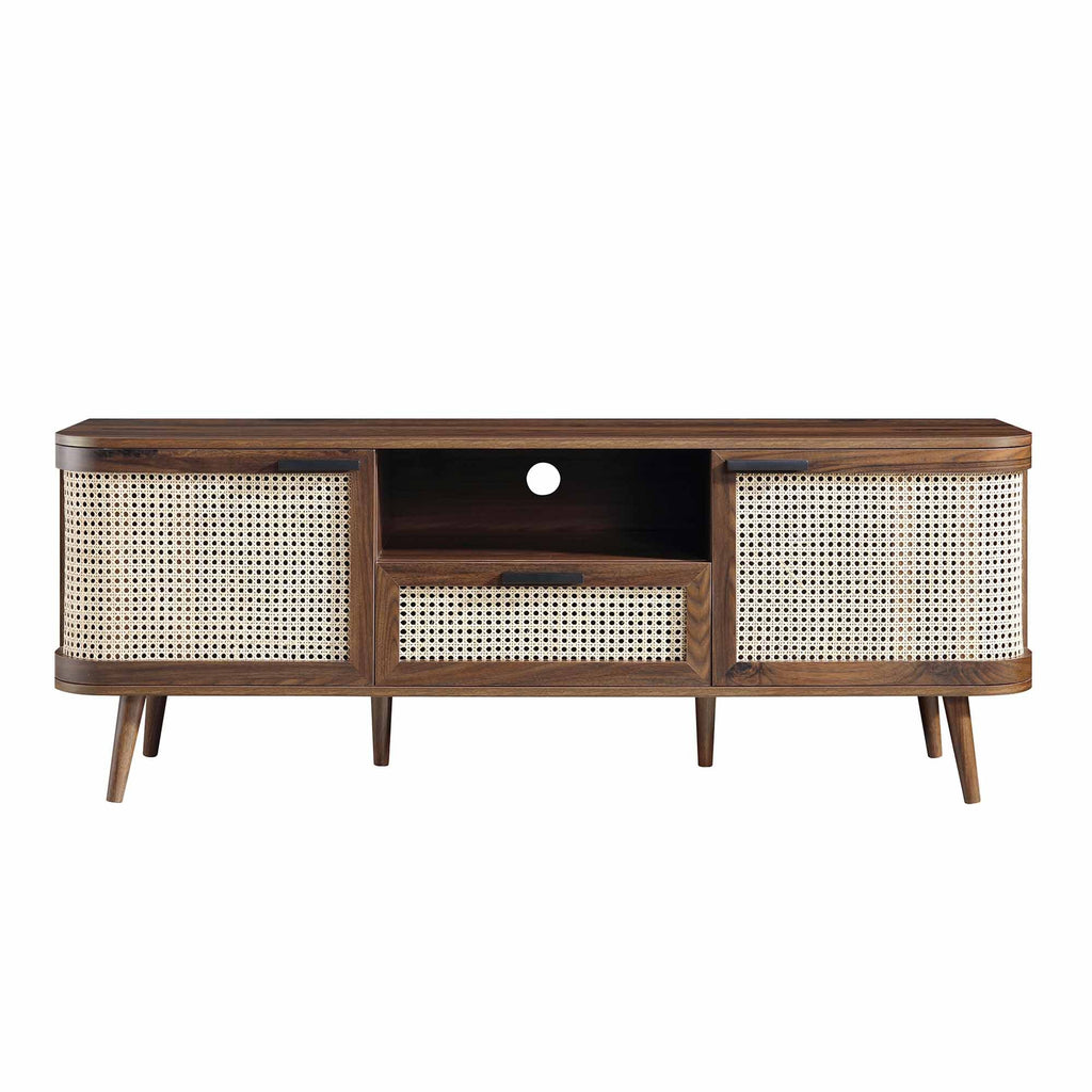 Daals - Curved Rattan 150cm TV Unit, Walnut