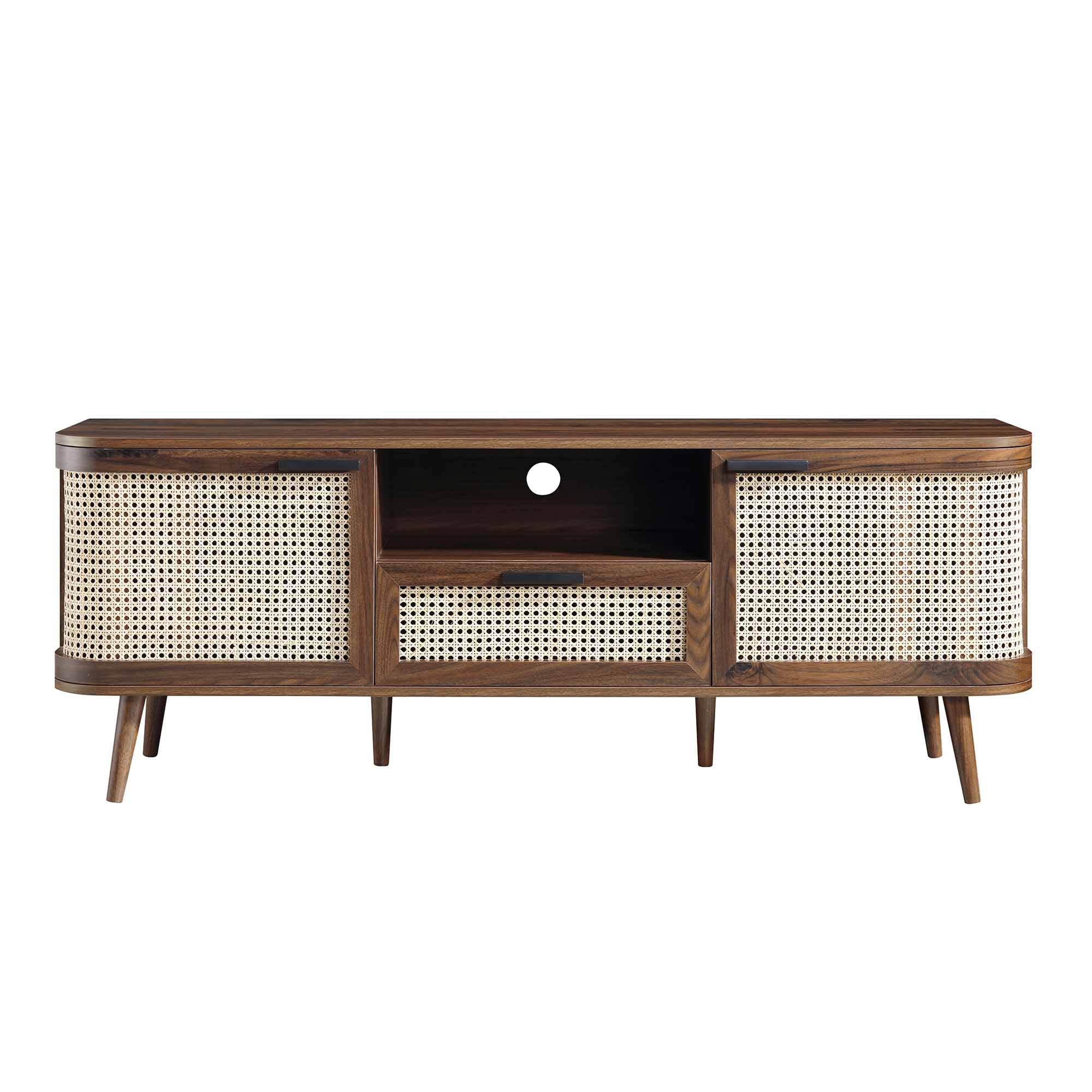 Daals - Curved Rattan 150cm TV Unit, Walnut