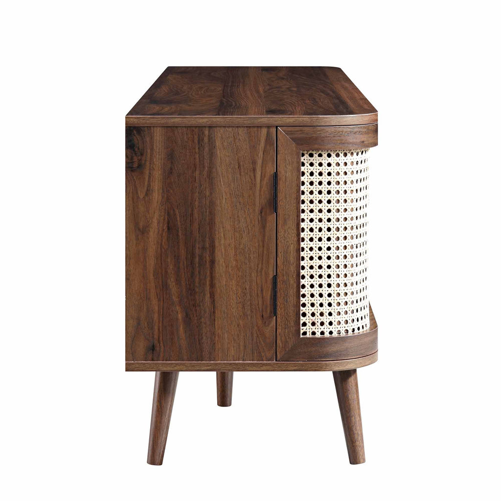 Daals - Curved Rattan 150cm TV Unit, Walnut