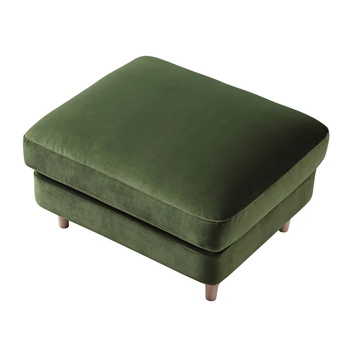 Green Velvet Sofa, Footstool