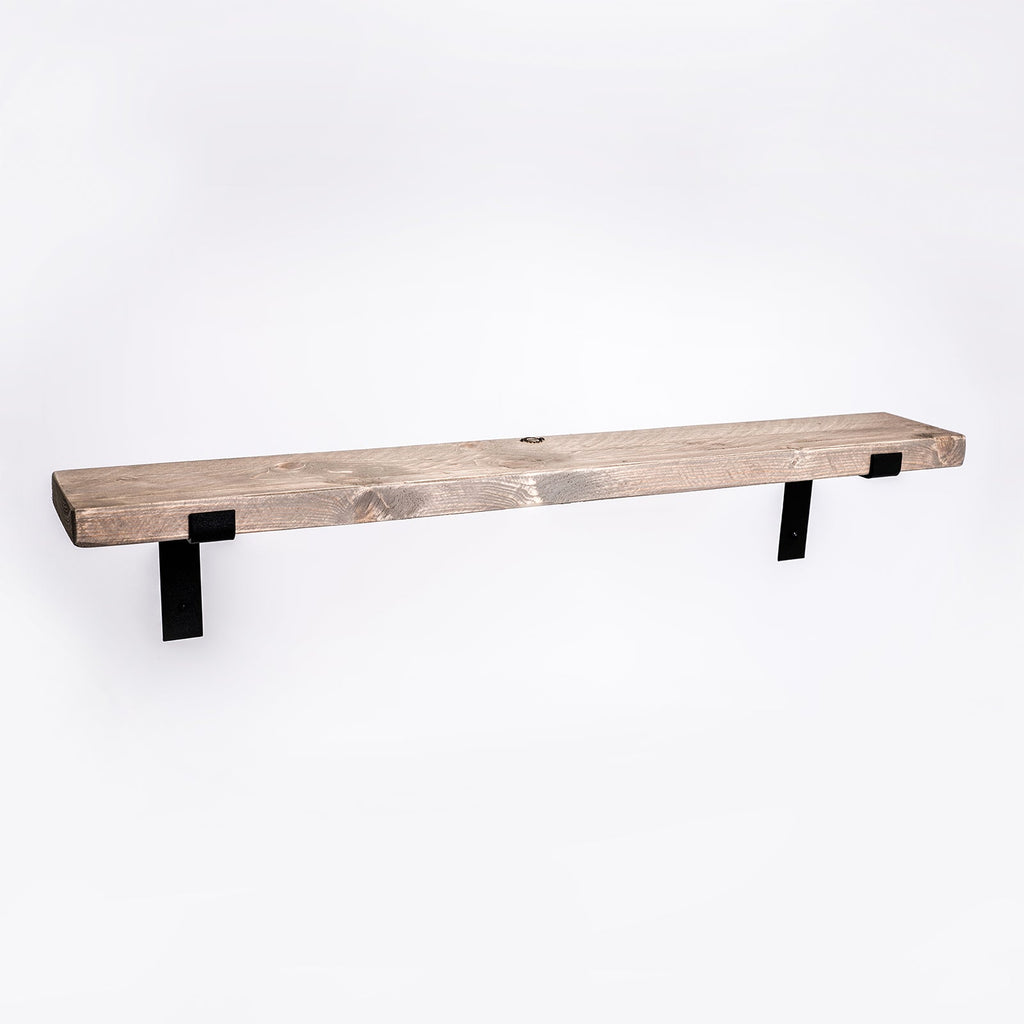 Grey Wall Shelves - Solid-Wood Industrial Shelf for Living Room & Bedroom