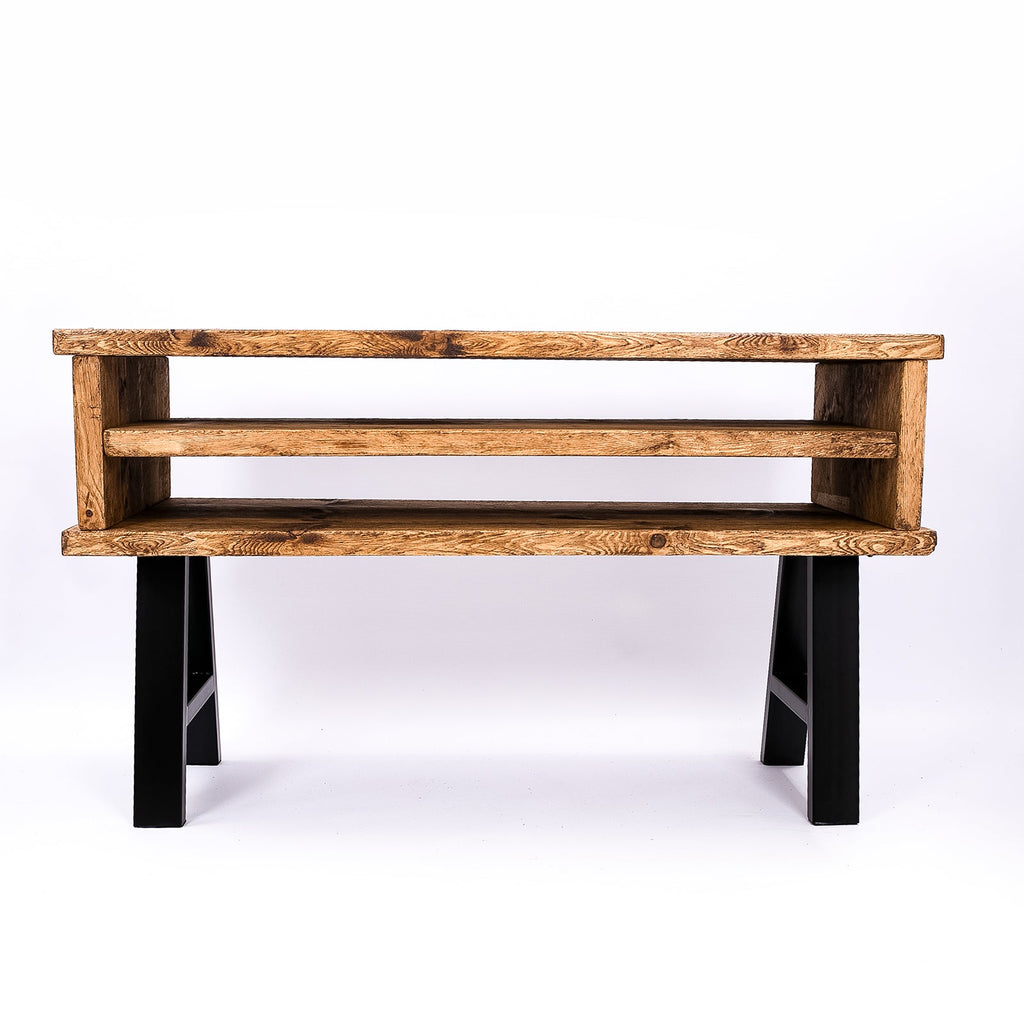 Handmade Rustic TV Stand with Black Metal Legs