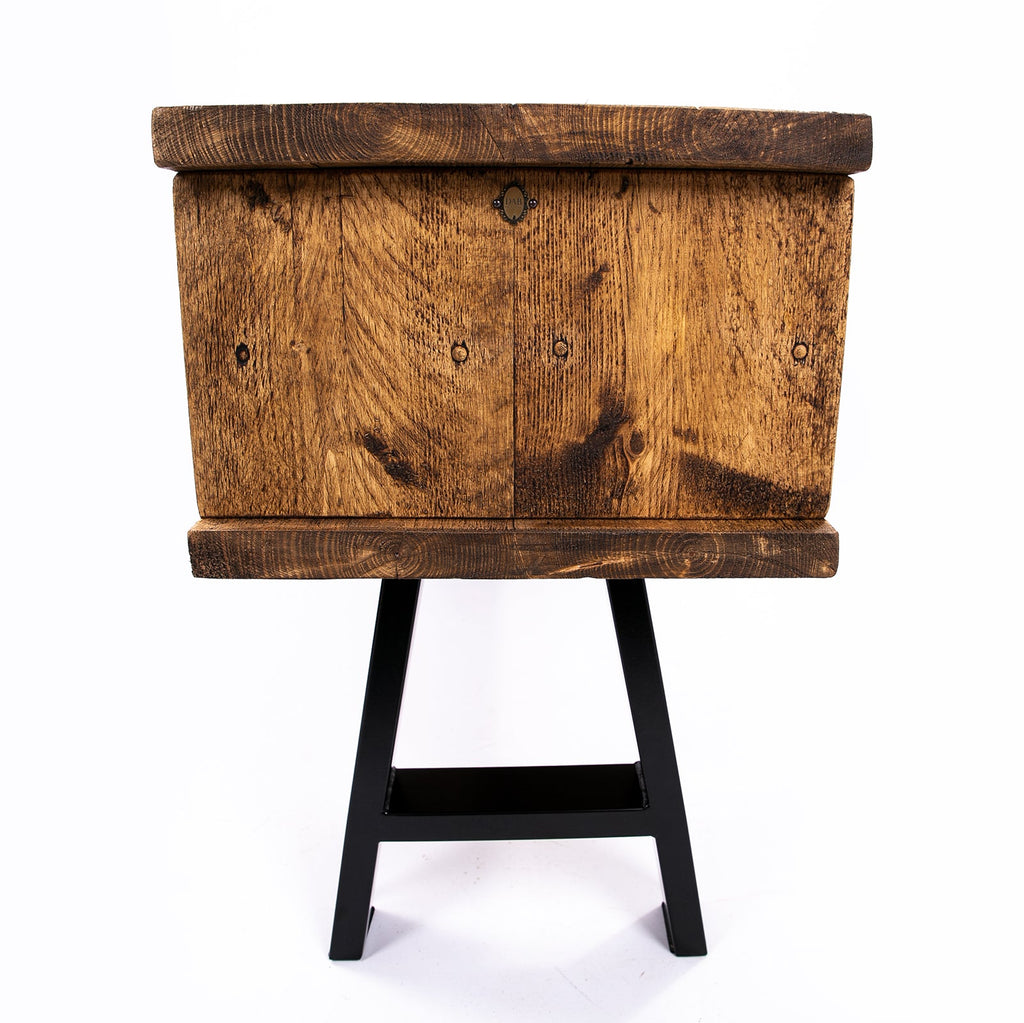 Handmade Rustic TV Stand with Black Metal Legs