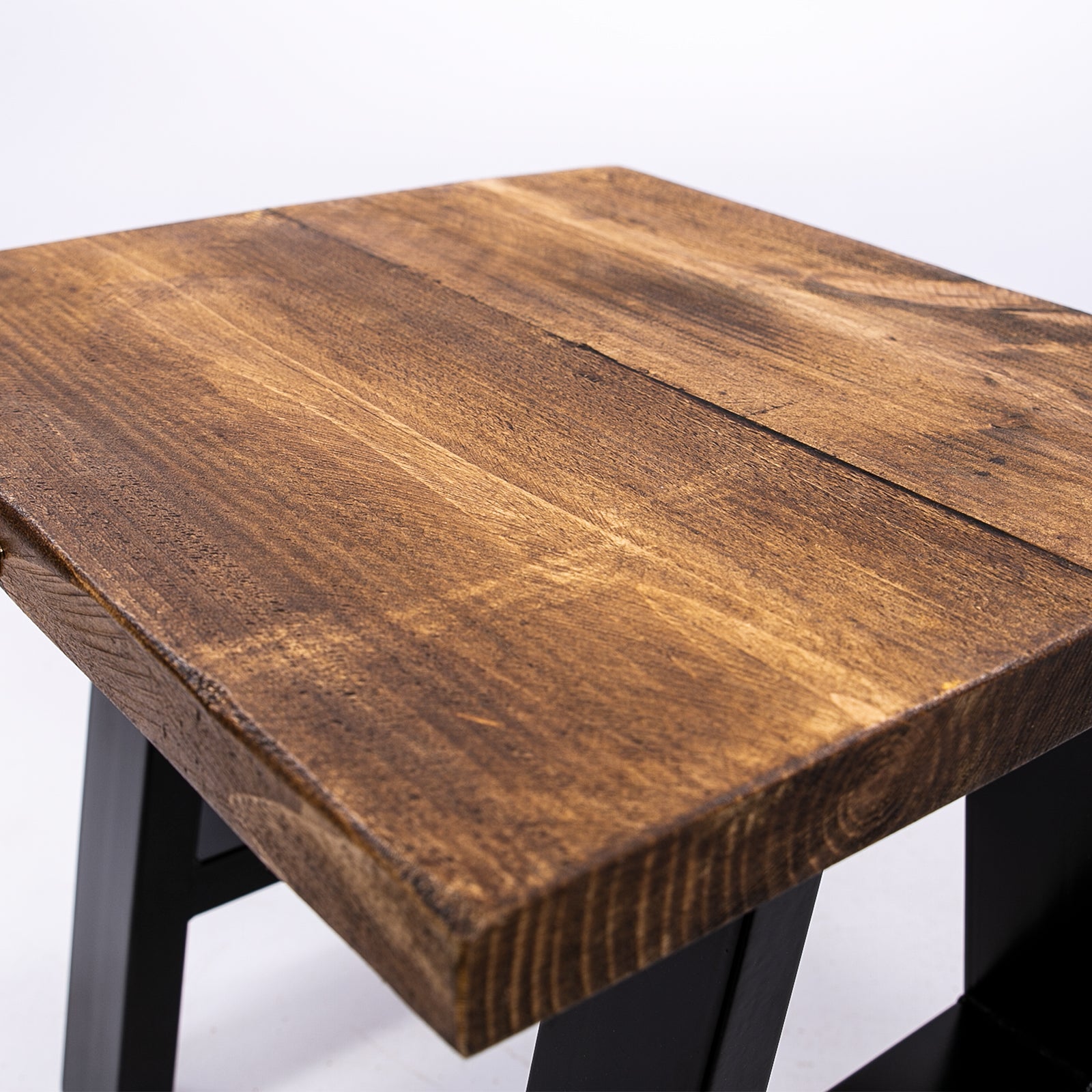 Handmade Solid Wooden Stool with Steel Legs