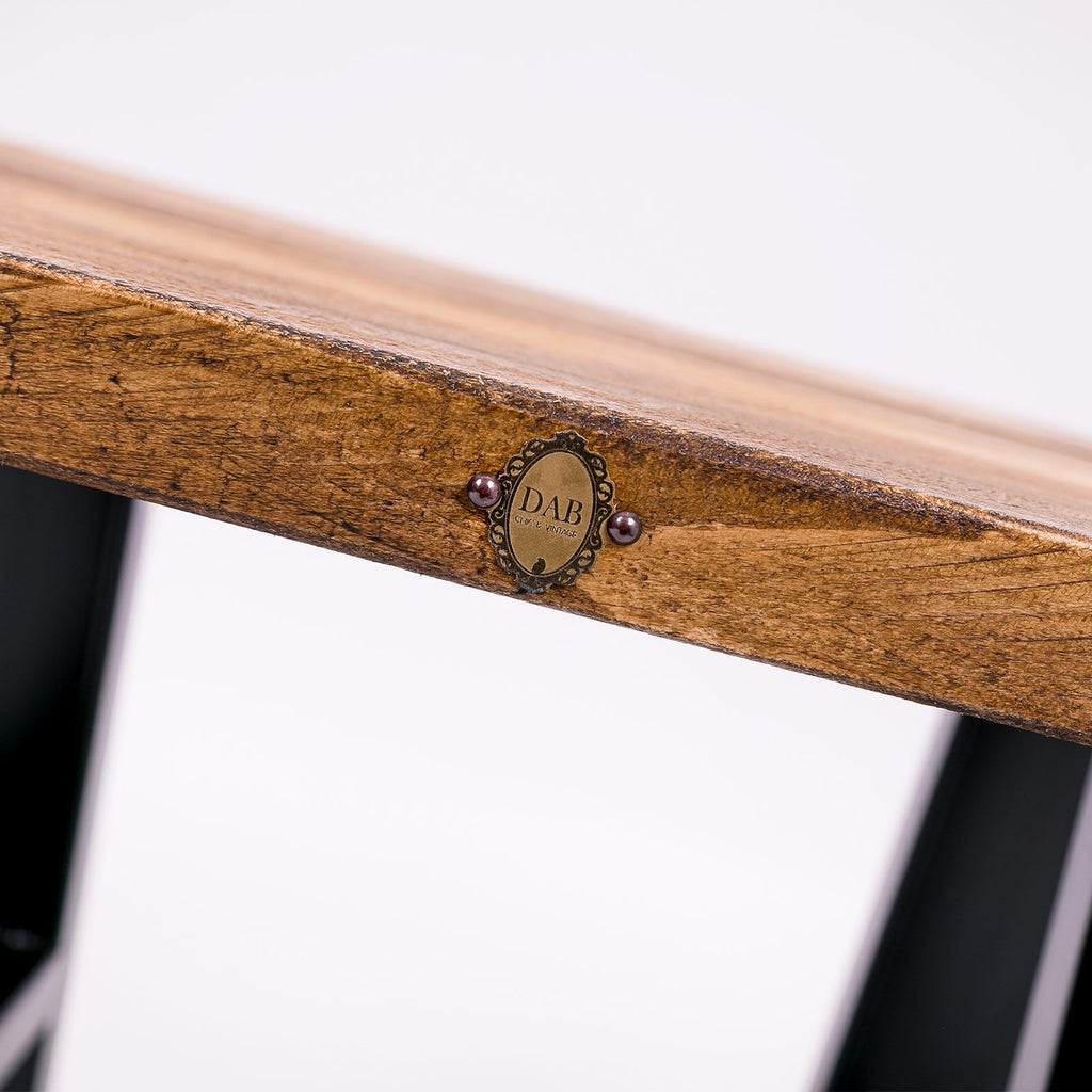 Handmade Solid Wooden Stool with Steel Legs