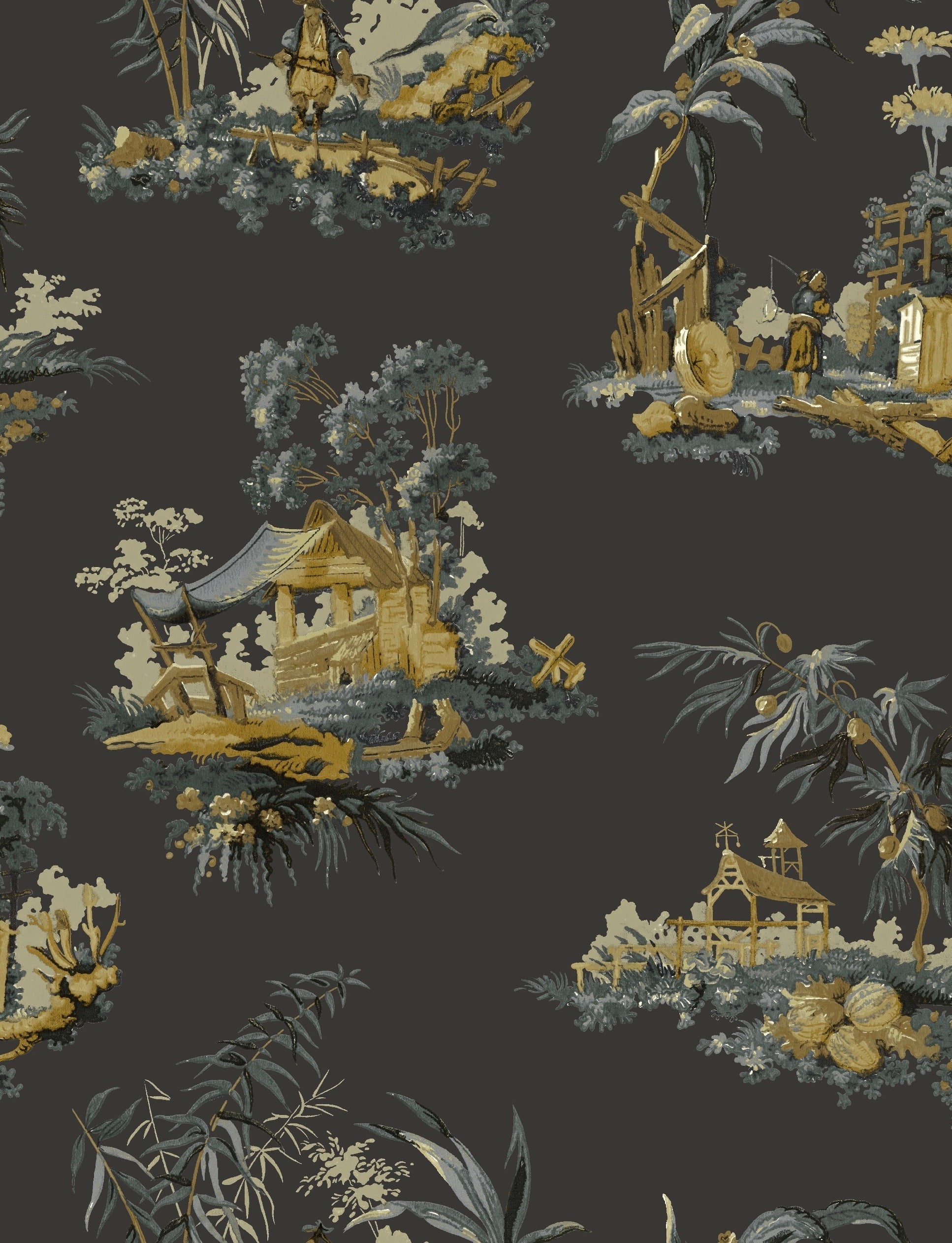 Vintage Oriental Wallpaper - Bright green