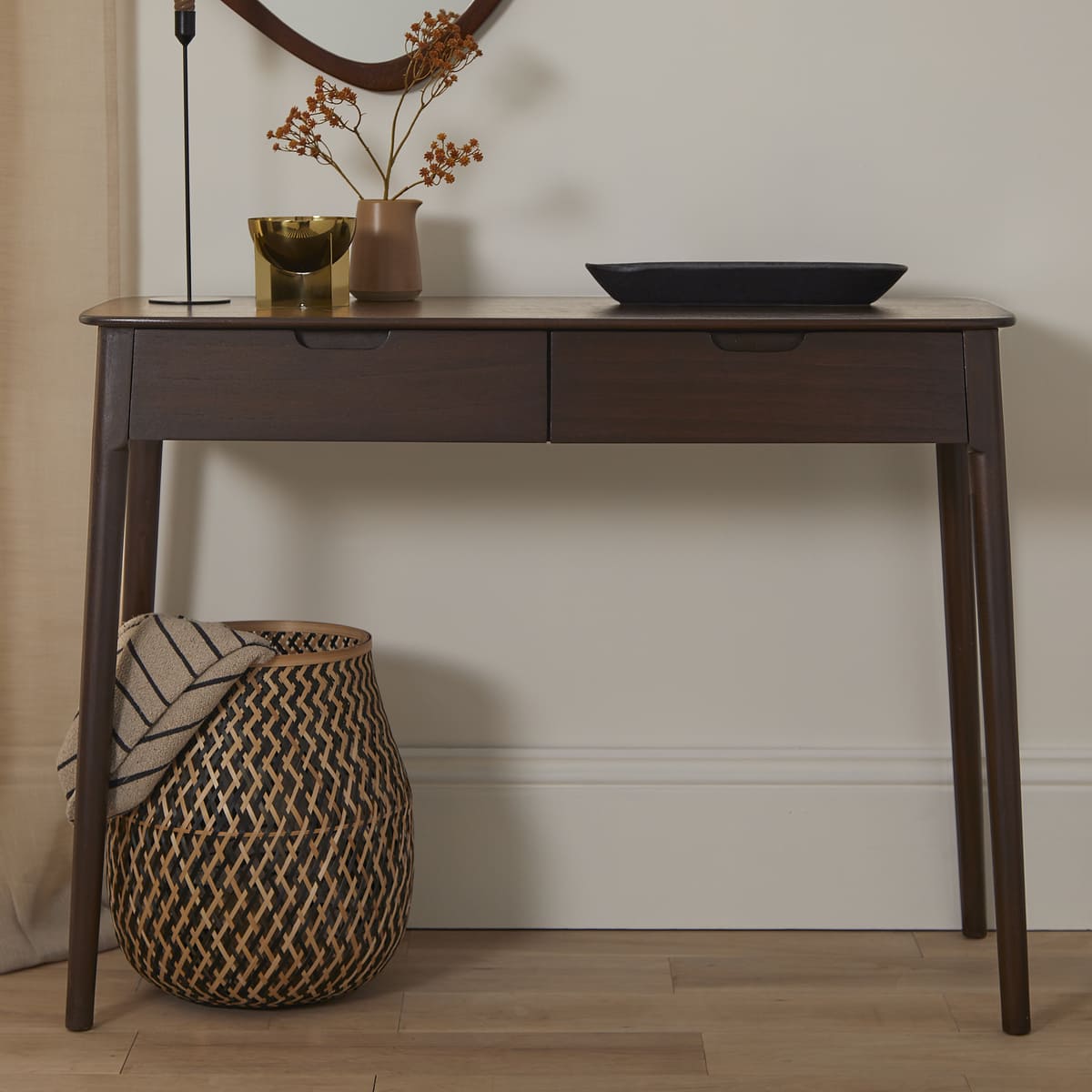 Norway 2 Drawer Dark Walnut Console Table