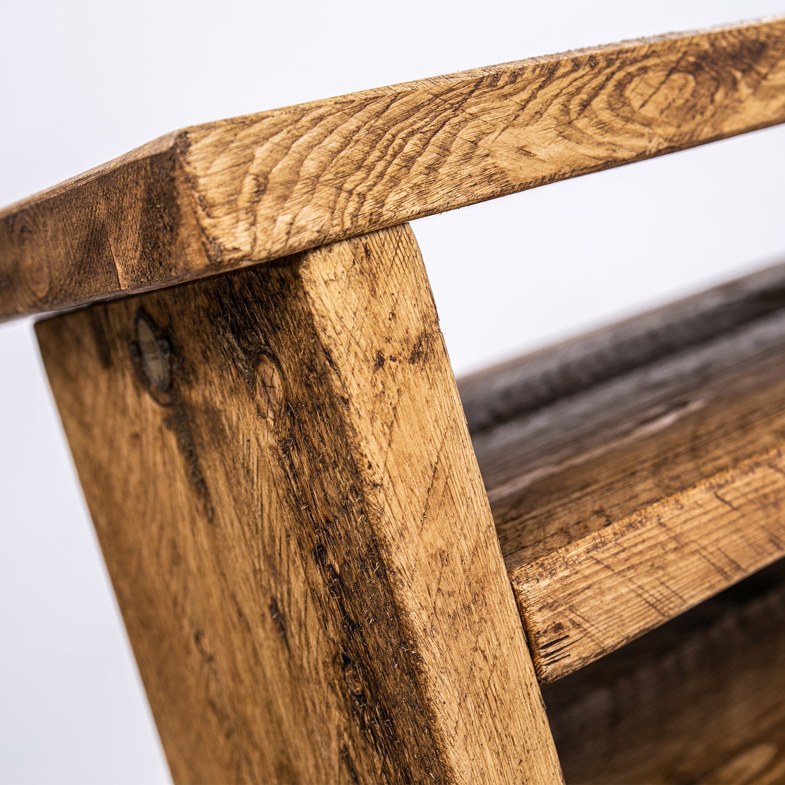 Corner TV Units - Wooden plant stand with black steel legs