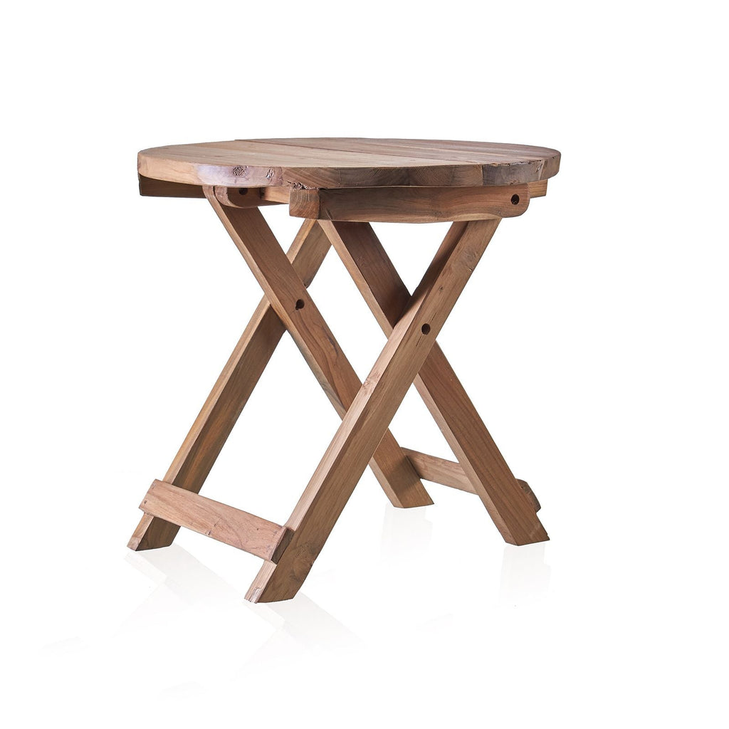 Recycled Teak Wood Round Folding Coffee Table 50x50cm