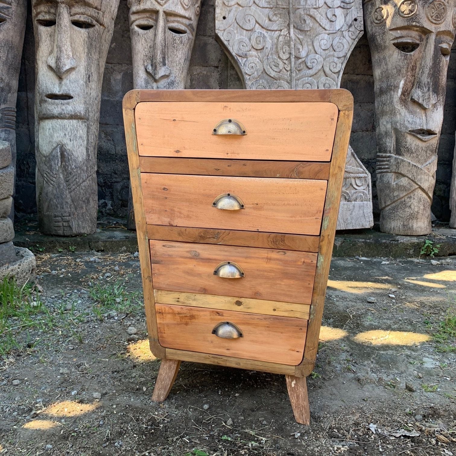 Recycled Teak Wood 4 Draws Storage  52x43x77cm