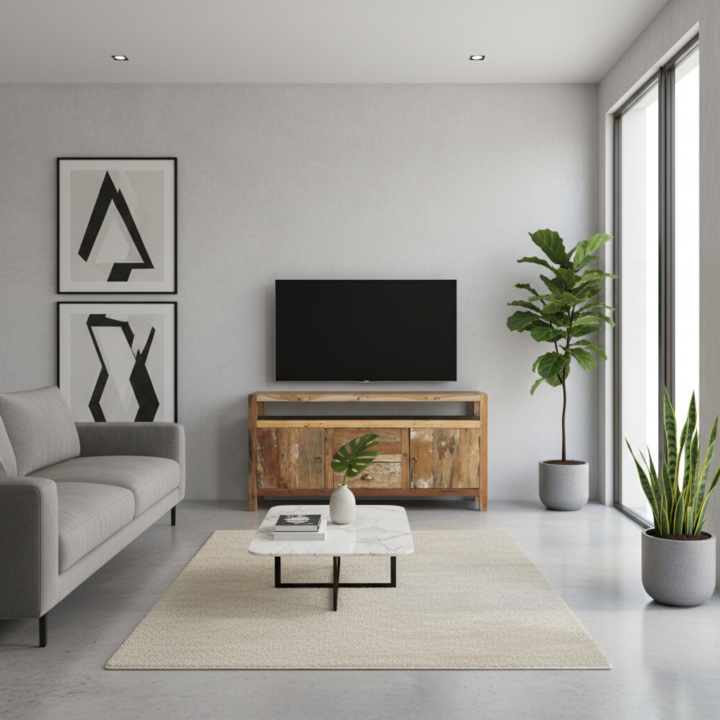 Recycled Teak Wood Large TV Stand  140x40x75cm