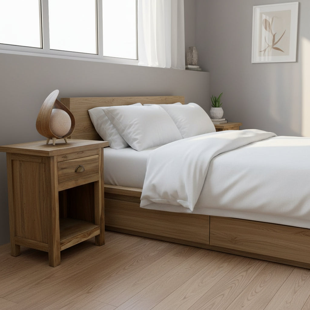Recycled Teak Wood Bedside Table - Classic 51x42×65cm