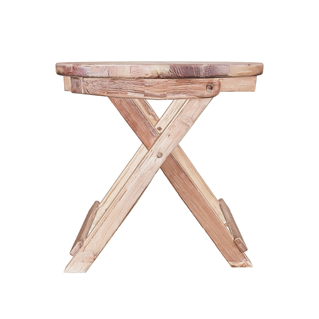 Recycled Teak Wood Round Folding Coffee Table 50x50cm