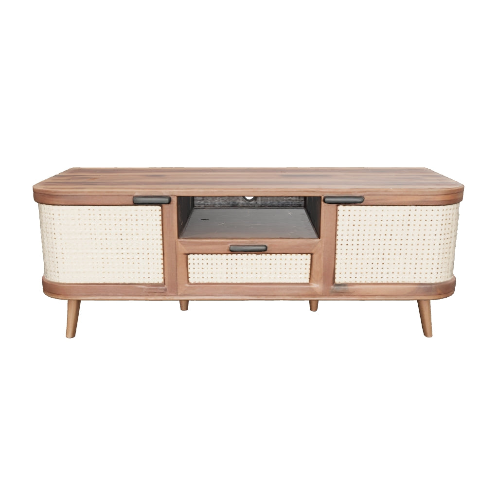 Daals - Curved Rattan 150cm TV Unit, Walnut