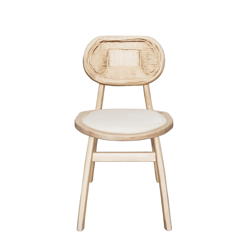 Cebu Beige Fabric and Grey Wash Elm Wood Dining Chair