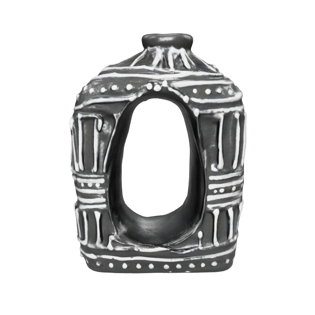 Oval Donut Shaped Dry Flowers Vase - Chocolate 23cm